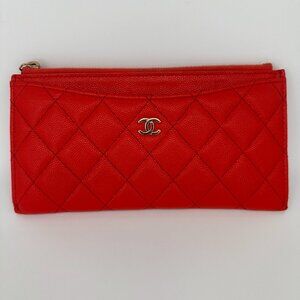 CHANEL Red Lambskin Wallet